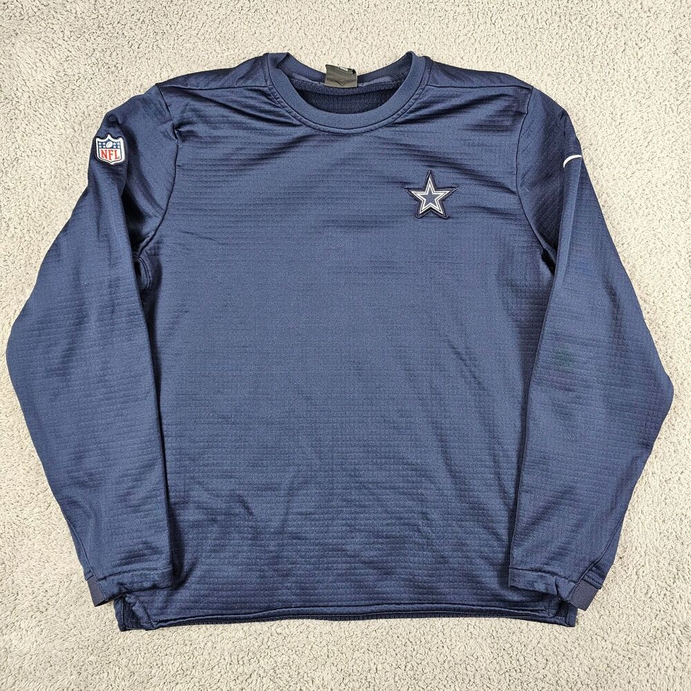Nike Dallas Cowboys Sweatshirt Mens Large Blue On Field NFL Logo Crewneck Casual